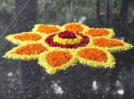 Pin By Sindhuja On Flower Rangoli Flower Petal Art Simple Flower Rangoli Rangoli Designs Flower