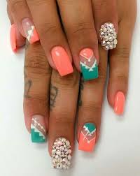 So, for that purpose, today, we have made a photo collection of 15 coral nail designs that. Coral And Teal Nail Art Teal Nail Art Teal Nails Nails