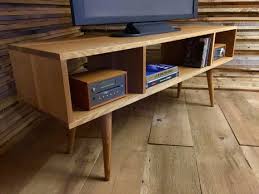 Mid Century Modern Tv Stand Entertainment Console Quartersawn White Oak With Taper Mid Century Modern Tv Console Mid Century Modern Tv Stand Tv Console Modern