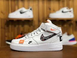 Nike Air Force 1 Mid Just Do It White Orange Aq8650 100 Nike Air Sneakers Men Fashion Nike