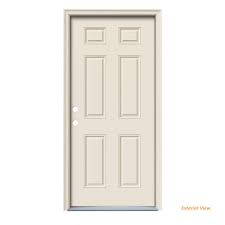 Jeld Wen 32 In X 80 In 6 Panel Primed 20 Minute Fire Rated Steel Prehung Right Hand Inswing Front Door With Brickmould Thdjw166100237 The Home Depot