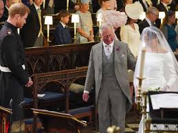 Image result for photo of prince charles walking meghan down the aisle
