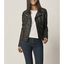 Veste style motard moutonnée en cuir. Le Temps Des Cerises Lamya Veste En Cuir Noir Brandalley