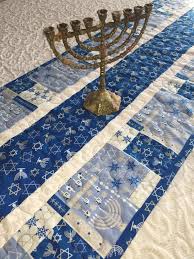 Hanukkah Table Runner Quilt Blue White Channukah Quilted Table Runners Blue Quilts Table Runners