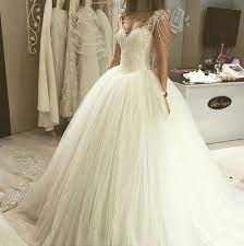 Direkt von den fabriken bestellen. Luxurios Spitze Perlen Weiss Elfenbein Brautkleider Hochzeitskleid Tull Ballkleid Hochzeitskleid Tull Kleider Hochzeit Hochzeitskleid