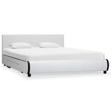 Le lit avec sommier à lattes 160x200 sixties ne déroge pas à la règle avec son allure minimaliste et rétro. Cadre De Lit Avec Tiroirs Blanc Similicuir 160x200 Cm Achat Vente Lit Complet Cadre De Lit Avec Tiroirs Cdiscount