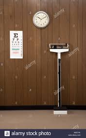 Retro Doctor S Office With Wood Paneling Clock Eye Chart And