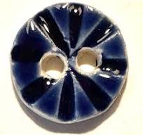 High-gloss 3/4-inch, handmade porcelain ceramic pottery sewing buttons,  wheel starburst pattern, cobalt navy indigo blue, Fourth of July