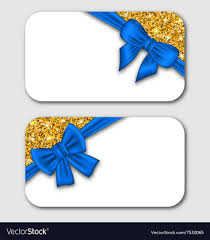 Touch device users, explore by touch or with swipe gestures. Gift Cards With Blue Bow Ribbon And Golden Surface Gift Card Vintage Frames Vector Frame Border Design