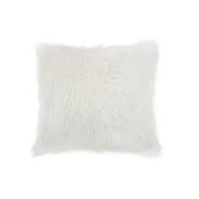 Luxe Faux Fur Frisco Mongolian Stone White 20 In X 20 In Faux Sheepskin Fur Pillow 676685041531 Faux Fur Throw Fur Pillow Fur Throw Pillows