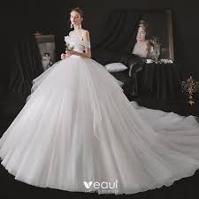 Hochzeitskleid weiß kostengünstig shoppen ist immer eine problem. Minimalistisch Weiss Hochzeits Brautkleider Hochzeitskleider 2021 A Linie Bandeau One Shoulder Kurze Armel Ruckenfreies Kathedrale Schleppe