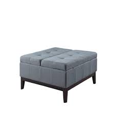 Ore International Blue Grey Dual Lift Storage Coffee Table Ottoman Leather Coffee Table Storage Ottoman Coffee Table With Storage
