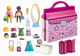 Playmobil 6862 Briefcase Fashion Boutique Back Barbie Dolls Diy Little Girl Toys Fashion Boutique
