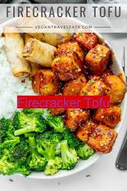 Firecracker Tofu In 2020 Firecracker Chicken Tofu Loaded Baked Potatoes
