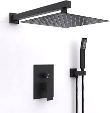 Ships free orders over $39. Buy 10 Inch Rain Shower System Matte Black Bathroom Shower Faucet Set Complete Bathtub Shower Combo Matte Black Luxury Shower Fixtures Pressure Balance Shower Valve And Trim Kit Online In Indonesia B08g4zrr3g