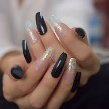 Acrylic Black And Clear Nails Pin On Blue Acrylic Nails