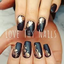 Acrylic Black And Rose Gold Nails Acrylic Backfill With Black Gelpolish And Rose Gold Foil Thegelbottlenz Thegelbottleinc Nailporn Nailar Rose Gold Nails Black Gel Nails Black Acrylic Nails