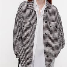 Zara Jackets Coats Zara Houndstooth Shirt Jacket Poshmark