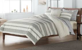 Carefully crafted with a navy blue and white striped pattern, each piece in the set (it comes with pillow shams and a coverlet) is made from 100% cotton, making it lightweight yet substantial enough for just about any season. Sonoma Farmhouse Comforter And Sham Set Only 59 49 10 Kohl S Cash Reg 120 Free Stuff Finder