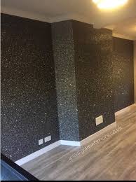 (let's see ol' navajo white try the black ceiling adds architectural interest where none existed and makes the space feel far more interesting. Glam Interiors Black Silver Mix Glitter Wall Fabric Facebook