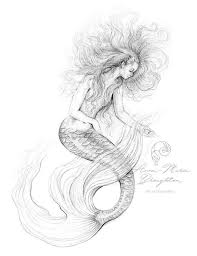 Black And White Mermaid Drawing 8x10 Inch Print Washed Ashore Mermaid Art Unframed Graphite Pencil Drawing Black And White Illustration Black And White Illustration Mermaid Art Art