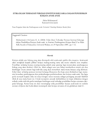 Anda boleh merancang aktiviti yang lebih dekat dengan ahli keluarga. Pdf Etika Islam Terhadap Peranan Institusi Keluarga Dalam Pendidikan Kerjaya Anak Anak