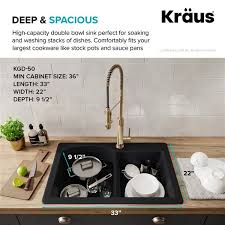 White undermount kitchen sink 60 /40 vs 50 /50 factory. Kraus Forteza Drop In Undermount Kitchen Sink Double Offset Bowl 33 In Grey Lowe S Canada