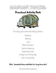 Printable Garbage Truck Activity Pack Garbage Truck Activity Pack Transportation Preschool