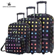 Davidjones 4 Piece Luggage Sets Fixed Wheels Trolly Suitcase Lightweight Suitcase Luggage Sets Luggage