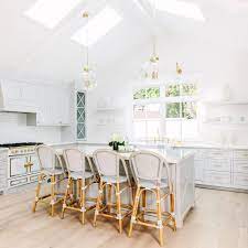 Looking to make the most of the natural light and air in. Light Gray Kitchen Island Under Vaulted Ceiling Skylights Transitional Kitchen