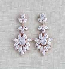 Rose Gold Braut Ohrringe Brautschmuck Hochzeit Ohrringe Statement Ohrringe Kronleuchter Ohrringe Swarovski Ohrringe Crystal Drop Ohrringe Braut Ohrringe Brautschmuck Und Rotgold Ohrringe