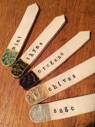 Here are some fun diy garden labels to help you keep your plants organized. Ceramic Herb Labels Sheer Glazes Diy Pottery Ceramics Herb Labels