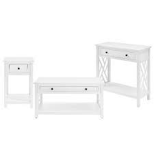 The coffee table set is not just appealing to the eye, but it also provides storage space too. Alaterre Furniture Coventry 36 In White Coffee Table And End Table With Tray Set Of 2 Anct0214wh The Home Depot