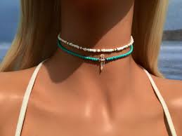 White Choker Necklace Beaded Choker Necklace Boho Choker Etsy Boho Choker Necklace White Choker Necklace Turquoise Choker