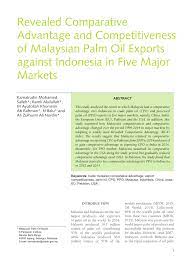 I had singaporean colleagues who came to kl for a shopping holiday ( i don't understand the concept, singapore has many. Pdf Revealed Comparative Advantage And Competitiveness Of Malaysian Palm Oil Exports Against Indonesia In Five Major Markets