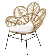 fauteuil de jardin tresse et coussin ecru maisons du monde wicker rattan chair rattan chair rattan