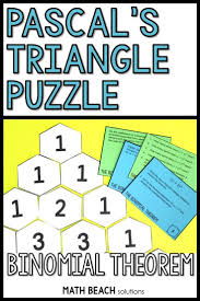 Pascal S Triangle Puzzle And Binomial Theorem Task Cards Activity In 2020 Binomial Theorem Binomial Expression Algebra Resources