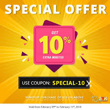 Great News Enjoy Special Offer With 2yk Com Get 10 Extra Minutes Coupon Code Special 10 Click Here Avail This Offer Http Special Offer Happy Weekend Offer