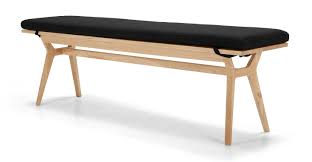 Solid american white oak dining bench. Jenson Bench Solid Oak And Dark Grey Made Com Upholstered Bench Seat Solid Oak Gray Dining Chairs