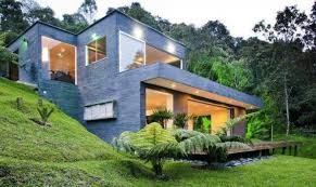 The rock steps provide safe passage even when wet and the guide ropes give it all a nice rustic look. Modern Hillside House Plans Awesome House Plans 146942