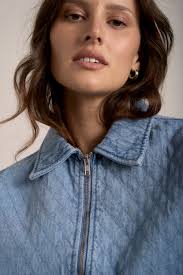 Shop Denim Quilted Bomber Jacket (Vintage Wash)