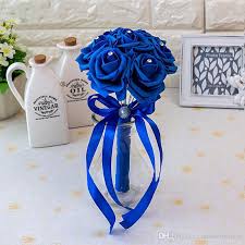 New Beautiful Flower Wedding Bouquet With Ribbon Handmade Artificial Crystals Handle Bridal Bouquet Buque De Noiva Cpa1560 Diy Wedding Flowers