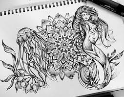 Black And White Mermaid Tattoo Sleeve Mermaid Mandala Tattoo Designs Black Ink Tattoos Nature Tattoos