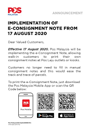 Pos laju tracking numbers format and code reference domestic and international the pos laju tracking numbers appear in a specific format. Posting Items Via Pos Laju Is Now Easier With E Consignment Notes