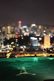 Top Floor Infinity Pool Overlooking The City At Night Night Swimming Photo Night City