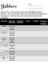 probability simulation yahtzee sheet probability games