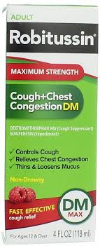 Robitussin dm is used to temporarily relieve your cough from minor throat irritation or a cold. Buy Robitussin Adult Cough Chest Congestion Dm Liquid Maximum Strength 4 Oz Pack Of 4 Online In Taiwan B078yfgydm