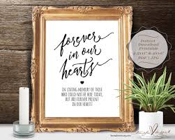 Forever In Our Hearts Sign Instant Download Printable In Etsy In 2020 Wedding Memory Table Sign Memory Table Wedding Wedding Memorial