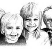 4 Siblings Drawing by James Deady