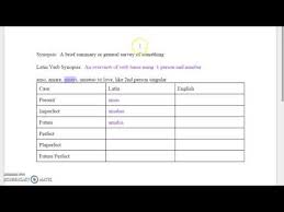 Latin Verb Synopsis Youtube